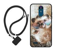 Sunrive Case compatible with Lg K9, Ultra Slim matte Soft Premium TPU Silicone Back Rubber Bumper Protector Patterns Cover(hedgehog)+1 x Phone Lanyard