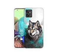 Sunrive Case compatible with Motorola Moto G32, Ultra Slim Transparent Soft Premium TPU Silicone Back Rubber Bumper Protector Cover(X Wolf 1)
