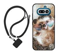 Sunrive Case compatible with Nothing Phone 4A, Ultra Slim matte Soft Premium TPU Back Rubber Bumper Protector Patterns Cover(hedgehog)+1 x Phone Lanyard