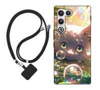 Sunrive Case compatible with Nubia RedMagic 11 Air, Ultra Slim matte Soft Premium TPU Back Rubber Bumper Protector Patterns Cover(Bubble Cat)+1 x Phone Lanyard