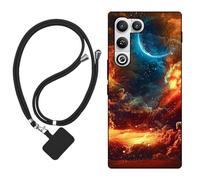 Sunrive Case compatible with Nubia RedMagic 11 Air, Ultra Slim matte Soft Premium TPU Back Rubber Bumper Protector Patterns Cover(Clouds,Moon,Sky)+1 x Phone Lanyard