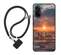 Sunrive Case compatible with Oneplus Ace 5 Racing, Ultra Slim matte Soft Premium TPU Back Rubber Bumper Protector Patterns Cover(The sea,sun,seagulls)+1 x Phone Lanyard