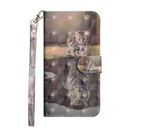 Sunrive Case compatible with Oneplus Ace 6T,Sunrive PU Leather Phone Holster Case Card Slot Flip Wallet Stand Function gel magnetic Protective Skin Cover (Cat Tiger)