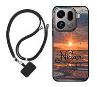 Sunrive Case compatible with Oppo Find X9 Pro, Ultra Slim matte Soft Premium TPU Back Rubber Bumper Protector Patterns Cover(The sea,sun,seagulls)+1 x Phone Lanyard