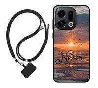 Sunrive Case compatible with Oppo Find X9, Ultra Slim matte Soft Premium TPU Back Rubber Bumper Protector Patterns Cover(The sea,sun,seagulls)+1 x Phone Lanyard