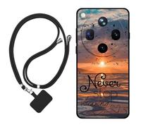 Sunrive Case compatible with Oppo Find X9 Ultra, Ultra Slim matte Soft Premium TPU Back Rubber Bumper Protector Patterns Cover(The sea,sun,seagulls)+1 x Phone Lanyard