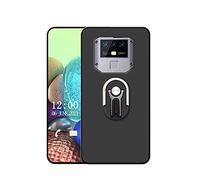 Sunrive Case compatible with OUKITEL K15 Plus, Car Phone Holder Air Vent matte Soft Premium TPU Silicone Back Cover Ring Kickstand, 360 Degree Rotating Metal Finger Ring Holder(black)