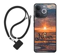 Sunrive Case compatible with Realme C71 India, Ultra Slim matte Soft Premium TPU Back Rubber Bumper Protector Patterns Cover(The sea,sun,seagulls)+1 x Phone Lanyard