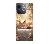 Sunrive Case compatible with Realme C71 India, Ultra Slim Transparent Soft Premium TPU Silicone Back Rubber Bumper Protector Patterns Cover(Sleeping Fox)
