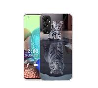 Sunrive Case compatible with Samsung Galaxy A05s, Ultra Slim Transparent Soft Premium TPU Silicone Back Rubber Bumper Protector Patterns Cover(Tiger cat 2)