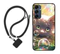 Sunrive Case compatible with Samsung Galaxy Buddy4, Ultra Slim matte Soft Premium TPU Back Rubber Bumper Protector Patterns Cover(Bubble Cat)+1 x Phone Lanyard
