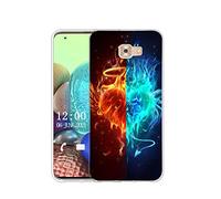 Sunrive Case compatible with Samsung Galaxy C9 Pro, Ultra Slim Transparent Soft Premium TPU Silicone Back Rubber Bumper Protector Patterns Cover(Blue, red, hearts,love)