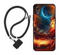 Sunrive Case compatible with Samsung Galaxy Xcover 7, Ultra Slim matte Soft Premium TPU Silicone Back Rubber Bumper Protector Patterns Cover(Clouds,Moon,Sky)+1 x Phone Lanyard
