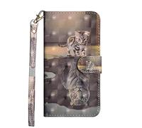 Sunrive Case compatible with Sony Xperia 10 IV 5G, PU Leather Phone Holster Case Card Slot Flip Wallet Stand Function gel magnetic Protective Skin Cover (Cat Tiger)