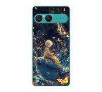 Sunrive Case compatible with Sony Xperia 10 VII, Ultra Slim Transparent Soft Premium TPU Silicone Back Rubber Bumper Protector Patterns Cover(Titanic Whale)