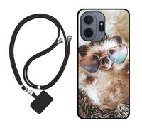 Sunrive Case compatible with TCL NXTpaper 70 Pro, Ultra Slim matte Soft Premium TPU Back Rubber Bumper Protector Patterns Cover(hedgehog)+1 x Phone Lanyard