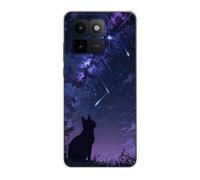 Sunrive Case compatible with Vivo Iqoo 15T, Ultra Slim Transparent Soft Premium TPU Silicone Back Rubber Bumper Protector Patterns Cover(Stargazing Cat)