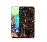 Sunrive Case compatible with vivo T2 5G, Ultra Slim Transparent Soft Premium TPU Silicone Back Rubber Bumper Protector Patterns Cover(Marble black)