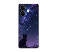 Sunrive Case compatible with Vivo V70 Lite, Ultra Slim Transparent Soft Premium TPU Silicone Back Rubber Bumper Protector Patterns Cover(Stargazing Cat)