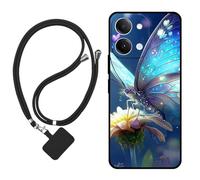 Sunrive Case compatible with Vivo Y11E, Ultra Slim matte Soft Premium TPU Back Rubber Bumper Protector Patterns Cover(Butterfly,flower)+1 x Phone Lanyard