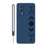 Sunrive Case compatible with vivo Y72 5G / vivo iQOO Z3, Ultra Slim matte Soft Premium TPU Back Rubber Bumper Protector Patterns Cover(blue)+1 x Phone Lanyard