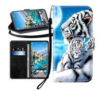 Sunrive Case compatible with ZTE Axon 70/Nubia V70/Blade V70, PU Leather Phone Holster Case Card Slot Flip Wallet Stand Function gel magnetic Protective Skin Cover (Hug Tiger B1)