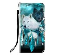Sunrive Case compatible with ZTE Nubia S 5G, PU Leather Phone Holster Case Card Slot Flip Wallet Stand Function gel magnetic Protective Skin Cover (Q Wolf 6)
