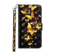 Sunrive Case compatible with ZTE Nubia S 5G,Sunrive PU Leather Phone Holster Case Card Slot Flip Wallet Stand Function gel magnetic Protective Skin Cover (Golden butterfly)