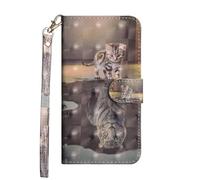 Sunrive Case compatible with ZTE Nubia S 5G,Sunrive PU Leather Phone Holster Case Card Slot Flip Wallet Stand Function gel magnetic Protective Skin Cover (Cat Tiger)