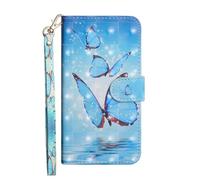Sunrive Case compatible with ZTE Nubia S 5G,Sunrive PU Leather Phone Holster Case Card Slot Flip Wallet Stand Function gel magnetic Protective Skin Cover (Blue butterfly)