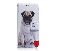 Sunrive Case For Huawei - Nexus 6P, PU Leather Phone Holster Case Card Slot Flip Wallet Stand Function gel magnetic Protective Skin Cover (T Pug)