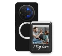 Sunrive Case with Custom for MagSafe Wallet - Shockproof Phone Cover Compatible with TCL Nxtpaper 60 Ultra - Leather Card Holder and Stand Function for Video Viewing, Personalised with Photo or Text