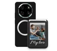 Sunrive Custom for MagSafe Wallet with Case Compatible with Blackview Oscal Tiger8 Shockproof Phone Cover - Leather Card Holder and Stand Function for Video Viewing, Personalised with Photo or Text