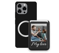 Sunrive Custom for MagSafe Wallet with Case Compatible with Doogee Note58/Note58Pro Shockproof Phone Cover - Leather Card Holder and Stand Function for Video Viewing, Personalised with Photo or Text