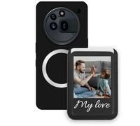 Sunrive Custom for MagSafe Wallet with Case Compatible with Nothing Phone 3A Pro Shockproof Phone Cover - Leather Card Holder and Stand Function for Video Viewing, Personalised with Photo or Text