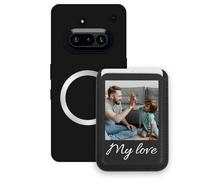 Sunrive Custom for MagSafe Wallet with Case Compatible with Nothing Phone 3A Shockproof Phone Cover - Leather Card Holder and Stand Function for Video Viewing, Personalised with Photo or Text
