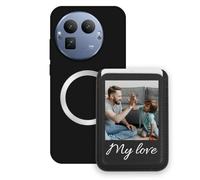 Sunrive Custom for MagSafe Wallet with Case Compatible with Realme GT8 Pro Shockproof Phone Cover - Leather Card Holder and Stand Function for Video Viewing, Personalised with Photo or Text