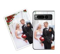 Sunrive Personalised Custom Case compatible with Google Pixel Fold, Customised with your own photo, image, Picture, or text Make Your Own Case, (Soft TPU Bumper + Acrylic Back) black