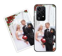 Sunrive Personalised Custom Case compatible with Honor 200 Lite, Customised with your own photo, image, Picture, or text Make Your Own Case, (PC Bumper + Acrylic Back) black