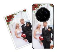 Sunrive Personalised Custom Case compatible with Honor Magic 7 Pro, Customised with your own photo, image, Picture, or text Make Your Own Case, (Soft TPU Bumper + Tempered Glass Film Back) black