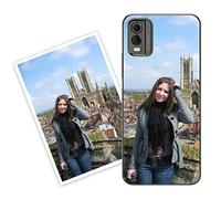 Sunrive Personalised Custom Case compatible with Nokia C32, Soft TPU Clear Shock Absorbing Customised Cover with your own photo, image, Picture, or text Make Your Own Case