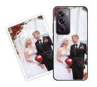 Sunrive Personalised Custom Case compatible with Oppo Reno12 Pro, Customised with your own photo, image, Picture, or text Make Your Own Case, (PC Bumper + Acrylic Back) black