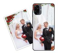 Sunrive Personalised Custom Case compatible with Samsung Galaxy A07, Customised with your own photo, image, Picture, or text Make Your Own Case, (Soft TPU Bumper + Tempered Glass Film Back) black