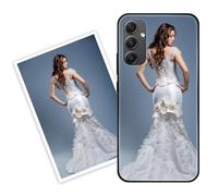 Sunrive Personalised Custom Case compatible with Samsung Galaxy A35, Customised with your own photo, image, Picture, or text Make Your Own Case, (PC Bumper + Acrylic Back) black
