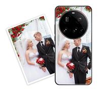 Sunrive Personalised Custom Case compatible with Xiaomi 15 Ultra, Customised with your own photo, image, Picture, or text Make Your Own Case, (Soft TPU Bumper + Tempered Glass Film Back) black