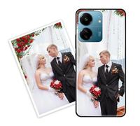 Sunrive Personalised Custom Case compatible with Xiaomi Poco C65 4G, Customised with your own photo, image, Picture, or text Make Your Own Case, (PC Bumper + Acrylic Back) black