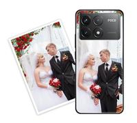 Sunrive Personalised Custom Case compatible with Xiaomi Poco F6 Pro/Redmi K70/K70 Pro, Customised with your own photo, image, Picture, or text Make Your Own Case, (PC Bumper + Acrylic Back) black