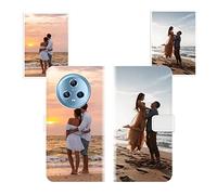 Sunrive Personalised Custom PU Leather Phone Case compatible with Honor Magic5,Customised Cover with your own photo,image,Picture,or text Make Your Own Case + Phone Lanyard