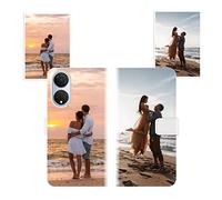 Sunrive Personalised Custom PU Leather Phone Case compatible with Honor X7,Customised Cover with your own photo,image,Picture,or text Make Your Own Case + Phone Lanyard