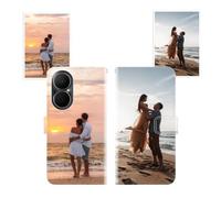 Sunrive Personalised Custom PU Leather Phone Case compatible with Huawei Nova Y73s,Customised Cover with your own photo,image,Picture,or text Make Your Own Case + Phone Lanyard